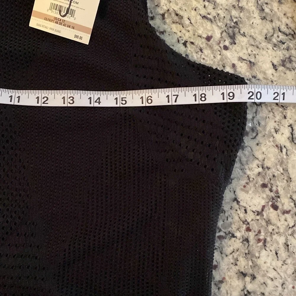 NWT Anne Klein black perforated sleeveless midi dress 12 L16